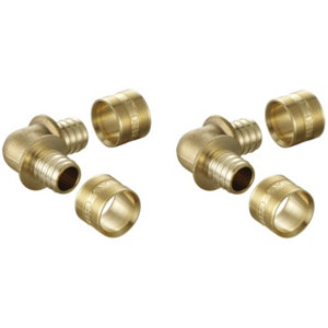 2 coudes à glissement en laiton pour tube PER - Ø 16 mm