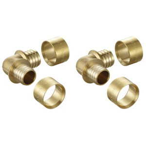 2 coudes à glissement en laiton pour tube PER - Ø 20 mm