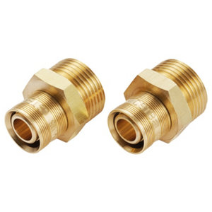 2 raccords à glissement laiton pour tube PER Ø 16 embouts M 20 x 27 mm
