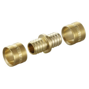 2 jonctions à glissement en laiton pour tube PER - Ø 16 mm