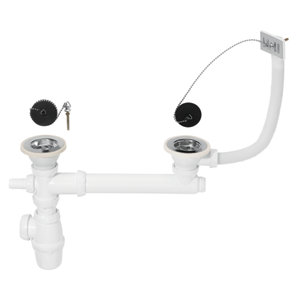 Vidage complet pour évier en inox 2 bacs Ø 50 mm