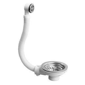 Bonde pour évier 1 bac et trop-plein Ø 90 mm (synthèse, inox ou grès)