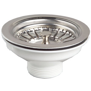 Bonde pour évier 1 bac Ø 90 mm (synthèse, inox ou grès)