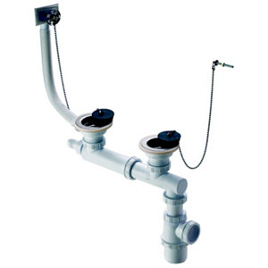 Vidage complet pour évier en grès 2 bacs Ø 60 mm