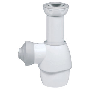 Siphon universel blanc pour lavabo, lave-mains, bidet ou évier, réglable en hauteur de 125 à 170 mm