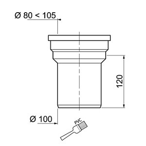 Pipe WC droit mâle Ø 100 mm.