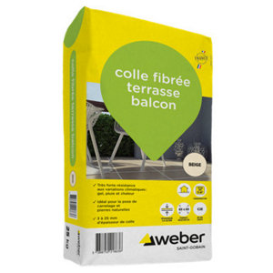 Colle fibrée terrasse et balcon beige - sac de 25 kg