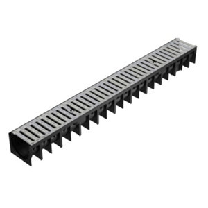 Caniveau polypropylène avec grille passerelle - L. 1 m x 12 cm x H92 mm