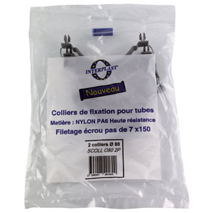Lot de 2 colliers de fixation à bride en nylon Ø 80 mm