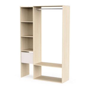 Kit dressing ajustable imitation chêne/cachemire TIMON - H 183 x L 82,6/119,1 x P 39,6 cm