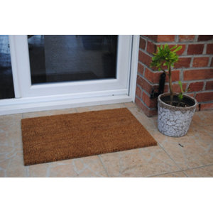 Tapis coco écru neutre pour entrée anti-glissant, 40 x 60 cm