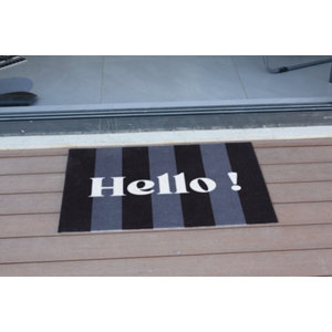 Tapis intérieur de propreté "Hello" gris et noir - 60x80 cm 