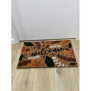 Tapis intérieur ou extérieur abrité "Coco" marron, vert - 38x58 cm 