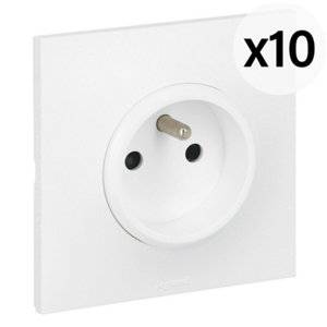 Lot 10 prises 2P+T NEPTUNE 16A 250V blanc