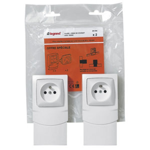 Lot de 2 cadres + Prises de courant avec terre - Ep. 16 mm