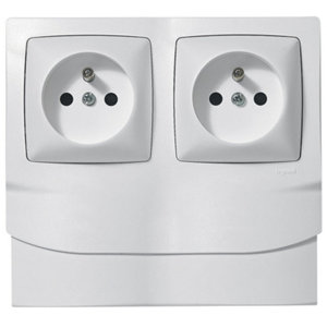 Lot 1 cadre double + 2 prises de courant avec terre - Ep. 12.5 mm