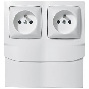 Cadre saillie 2 postes avec 2 prises de courant pour moulure 16mm