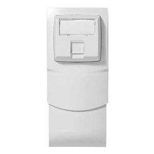 Cadre saillie blanc 1 poste avec prise Ethernet RJ45 pour plinthe