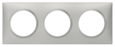 Plaque de finition 3 postes Legrand Dooxie 6 008 53 coloris aluminium .229 x P.10 x H.87 mm