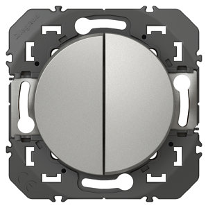 Interrupteur double va-et-vient 10A "Dooxie" aluminium