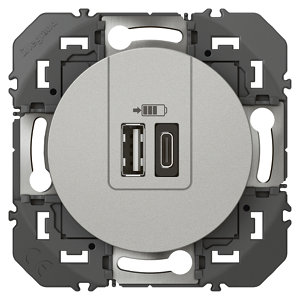 Prise chargeur 1 USB type A + 1 USB type C 3A "Dooxie" aluminium