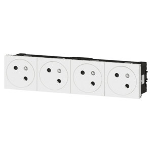 Bloc quadruple prises avec terre surface quadruple inclinées 45° "Mosaic" blanc
