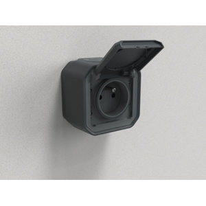 Prise de courant avec volet "Plexo" complet saillie - Gris anthracite
