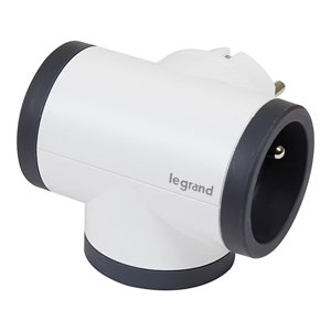 Multiprise 2 P + T rotative blanc finition satinée saillie blanc et noir