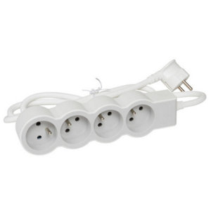 Bloc 4 Prises Blanc/Gris - Câble 1,5 m