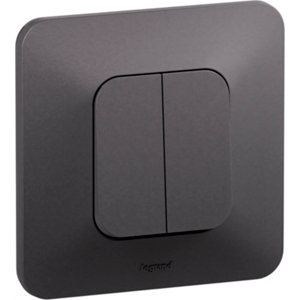 Double interrupteur va-et-vient encastrable noir mat NEPTUNE NF IP20