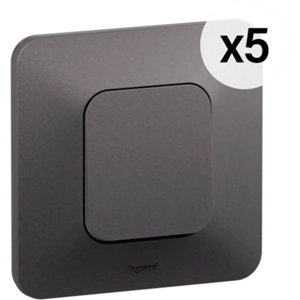 Lot de 5 interrupteurs va-et-vient encastrables noir NEPTUNE