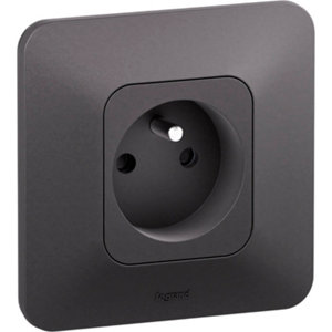Prise de courant encastrable NEPTUNE 2p+T 16A noire 87x87 cm