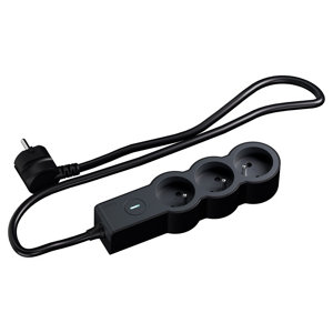 Rallonge multiprise compacte 3 prises 2p+t avec interrupteur led bleu câble 150 cm noir