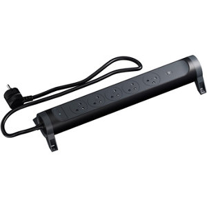 Rallonge multiprise rotative noire 5 prises 2P+T 1,5 m avec 2 ports usb type-c
