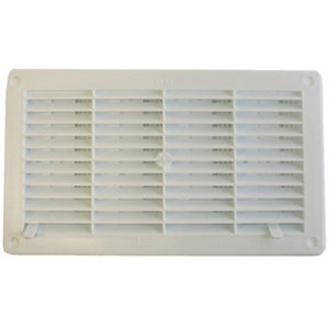 Grille blanche rectangulaire avec moustiquaire  250 x 146 mm