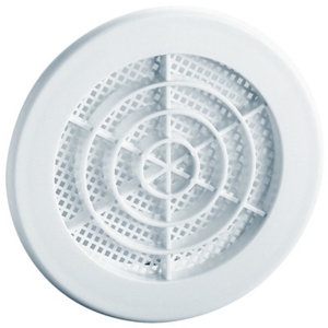 Grille fixe PVC ronde blanche Ø 125/140 mm