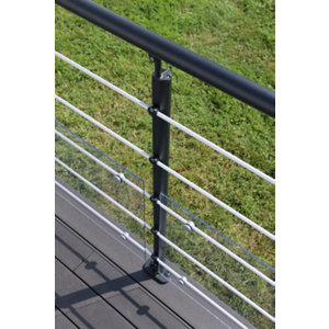 Poteau balustrade aluminium noir anthracite sablé