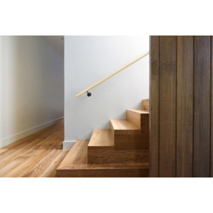 Kit main courante sapin épicéa naturel + 2 supports noir - Ø 40 x 2000 mm  