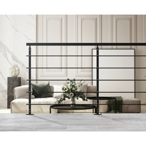 Kit garde corps aluminium noir "OPTIMO"  2 poteaux+1 main courante 2M