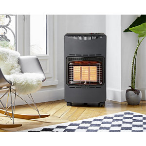 Poêle à gaz compact noir charbon - 4 200 W