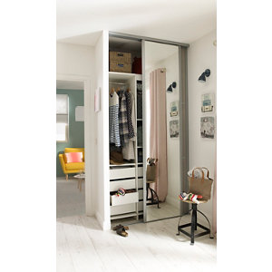 Lot de 2 rails acier L. 120 cm - laqué gris