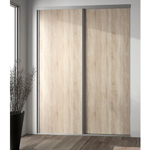 Porte de placard coulissante "Valla" H. 247,5 x L. 92,2 cm - chêne clair