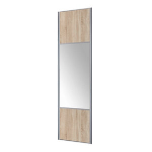 Porte de placard coulissante Valla H. 245,6 x L. 60 cm - chêne clair/miroir