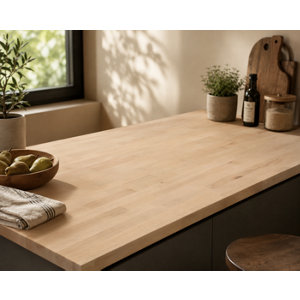 Plan de travail hêtre massif non huilé bord droit  Ép. 26 mm - 250 x 65 cm