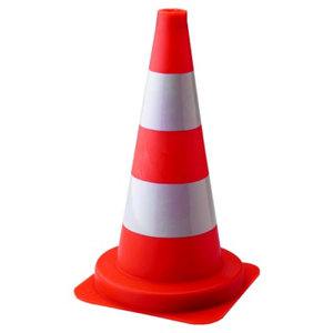 Cône de signalisation orange et blanc pour chantier