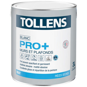 Peinture monocouche murs et plafonds intérieure Pro+ acrylique mat blanc 3 L