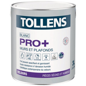 Peinture bicouche murs et plafonds intérieure Pro+ acrylique velours blanc 3 L