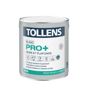 Peinture bicouche murs et plafonds Pro+ intérieure acrylique velours blanc 3 L