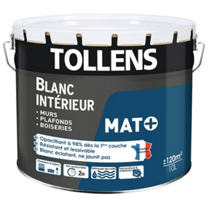 Peinture monocouche murs et plafonds intérieure acrylique mat blanc 10 L