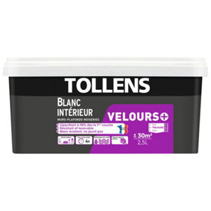Peinture monocouche murs, plafonds et boiseries intérieure acrylique velours blanc 2.5 L